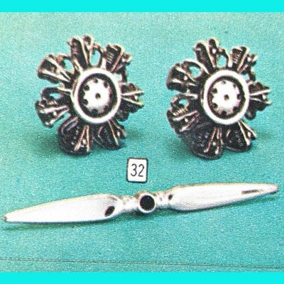Vintage Fathers Day Sears Catalog Figural Gifts Jet Airplane Propellor Cuff Link and Tie Clip Set